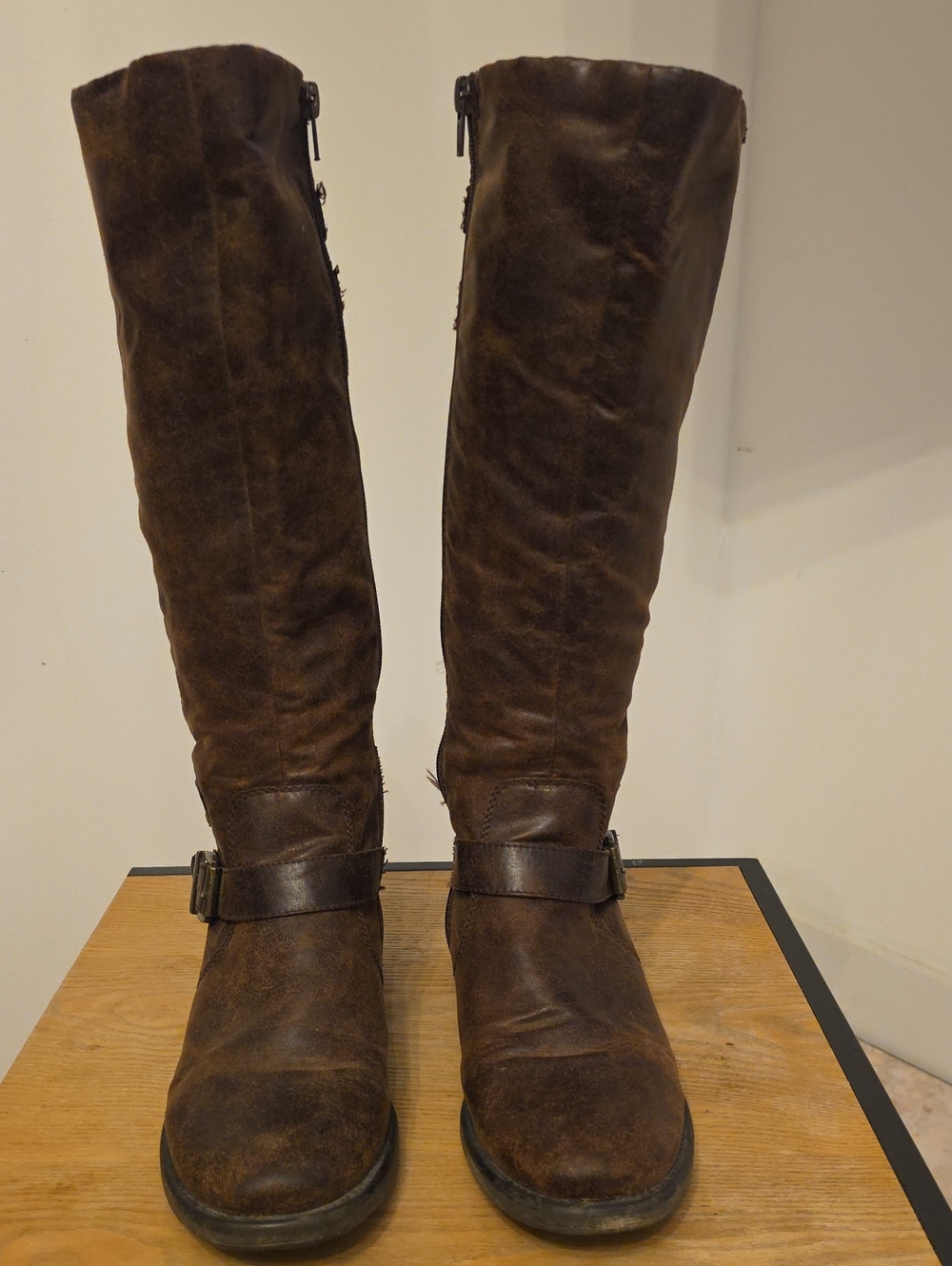 BareTraps Brown Knee-High Leather Heeled Boots